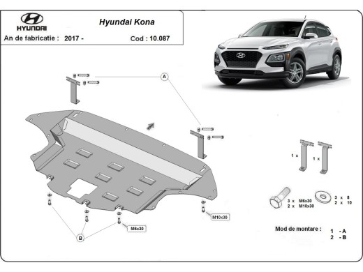 Oceľový kryt motora Hyundai Kona (2017-2023)Hyundai Kona