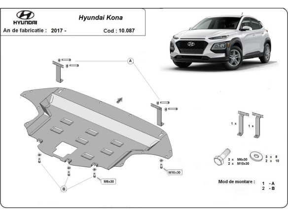 Oceľový kryt motora Hyundai Kona (2017-2023)Hyundai Kona