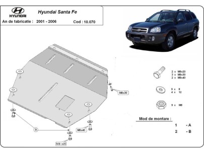 Oceľový kryt motora Hyundai Santa Fe (2001-2006) 2