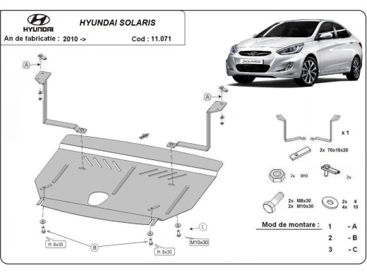 Oceľový kryt motora Hyundai Solaris (2010-2018)Hyundai Solaris