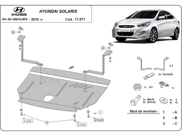 Oceľový kryt motora Hyundai Solaris (2010-2018)Hyundai Solaris