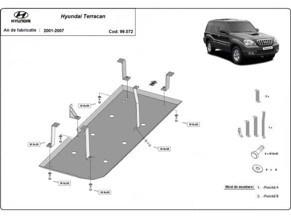 Oceľový kryt palivovej nádrže Hyundai Terracan (2001-2007)Hyundai Terracan