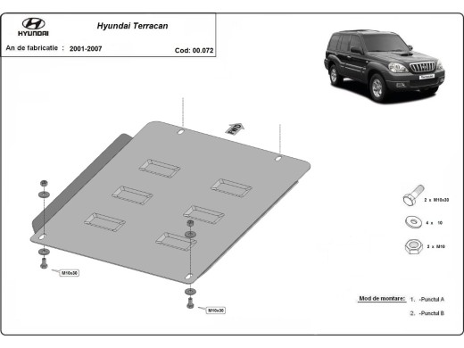 Oceľový kryt prevodovky Hyundai Terracan (2001-2007)Hyundai Terracan