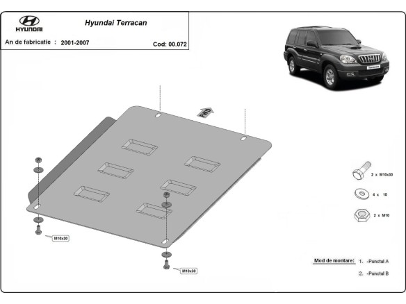Oceľový kryt prevodovky Hyundai Terracan (2001-2007)Hyundai Terracan
