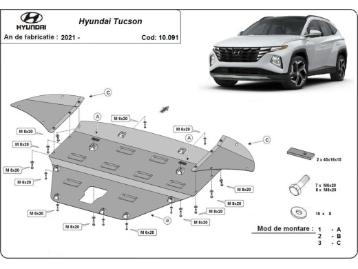 Oceľový kryt motora Hyundai Tucson (2021-2025)Hyundai Tucson