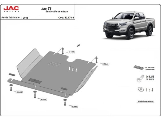 Oceľový kryt prevodovky Jac T8 (2018-2026)