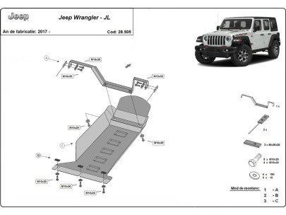 Oceľový kryt motora Jeep Wrangler - JL (2017-2026) 2