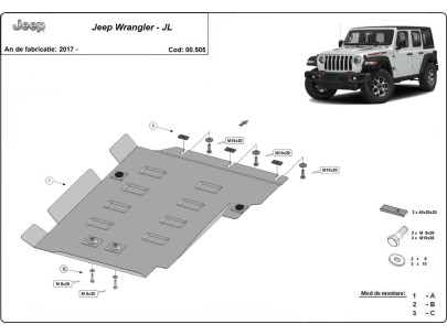 Oceľový kryt prevodovky Jeep Wrangler - JL (2017-2025) 2