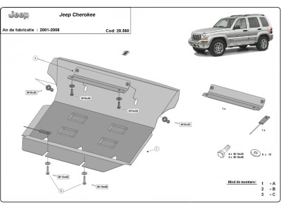 Oceľový kryt motora Jeep Cherokee - KJ (2001-2008) 2