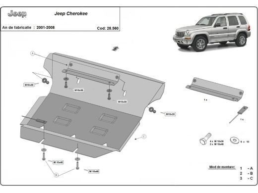 Oceľový kryt motora Jeep Cherokee - KJ (2001-2008)Jeep Cherokee