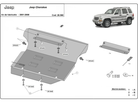 Oceľový kryt motora Jeep Cherokee - KJ (2001-2008)Jeep Cherokee