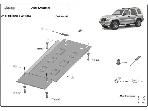 Oceľový kryt prevodovky Jeep Cherokee - KJ (2001-2008)Jeep Cherokee