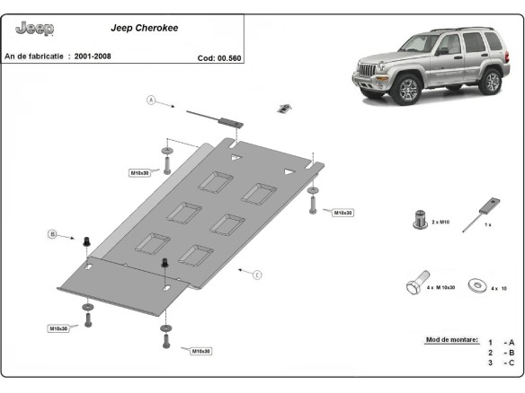 Oceľový kryt prevodovky Jeep Cherokee - KJ (2001-2008)Jeep Cherokee