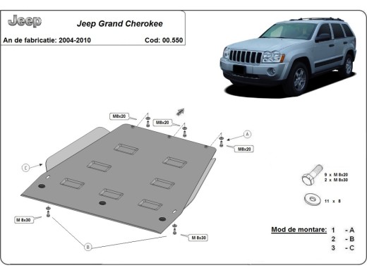 Oceľový kryt prevodovky Jeep Grand Cherokee (2005-2010)Jeep Grand Cherokee