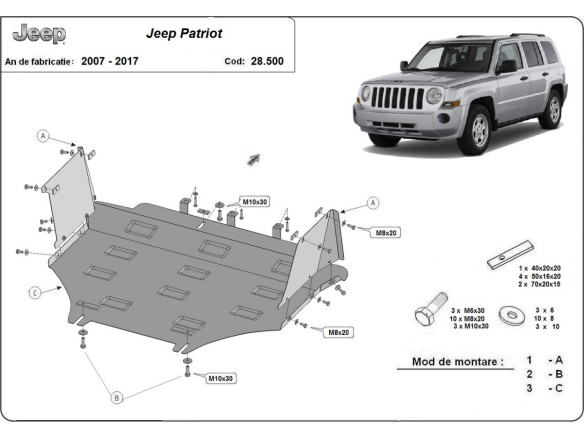 Oceľový kryt motora Jeep Patriot (2007-2017)Jeep Patriot