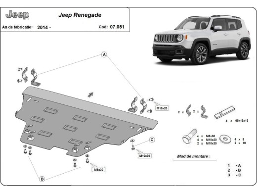 Oceľový kryt motora Jeep Renegade (2014-2026)