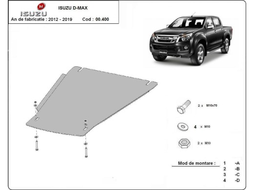 Oceľový kryt prevodovky Isuzu D-Max (2012-2019)Isuzu D-Max