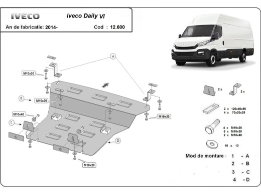 Oceľový kryt motora Iveco Daily 6 (2014-2025)Iveco Daily