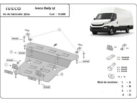 Oceľový kryt motora Iveco Daily 6 (2014-2025)Iveco Daily