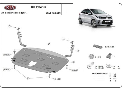 Oceľový kryt motora Kia Picanto (2017-2026) 2