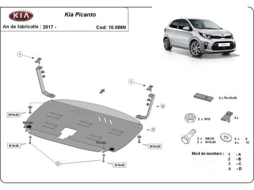 Oceľový kryt motora Kia Picanto (2017-2025)Kia Picanto