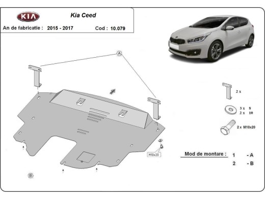 Oceľový kryt motora Kia Ceed (2015-2017)Kia C eed