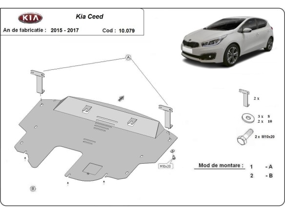 Oceľový kryt motora Kia Ceed (2015-2017)Kia C eed