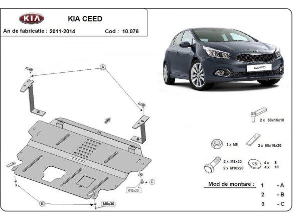 Oceľový kryt motora Kia Ceed (2012-2018)Kia C eed
