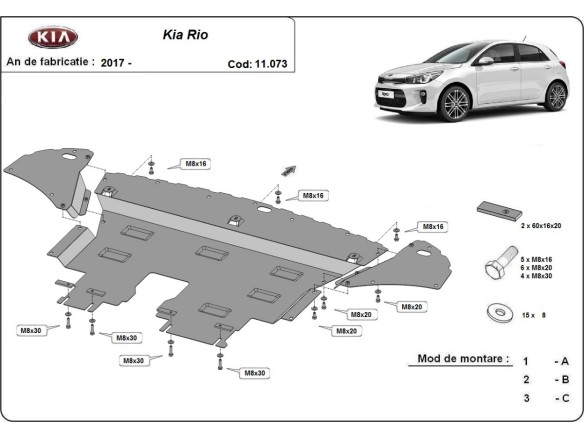 Oceľový kryt motora Kia Rio 4 (2017-2026)