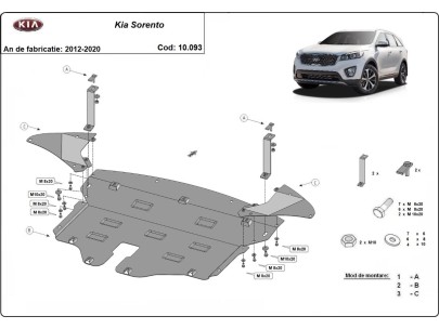 Oceľový kryt motora Kia Sorento UM (2014-2020) 2