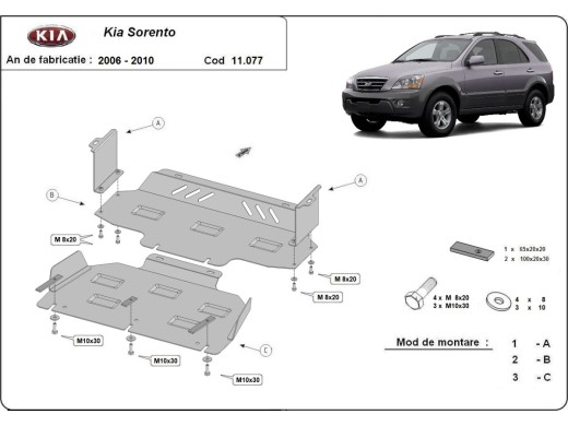 Oceľový kryt motora Kia Sorento (2006-2009)Kia Sorento
