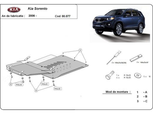 Oceľový kryt prevodovky a reduktora Kia Sorento (2006-2009)Kia Sorento