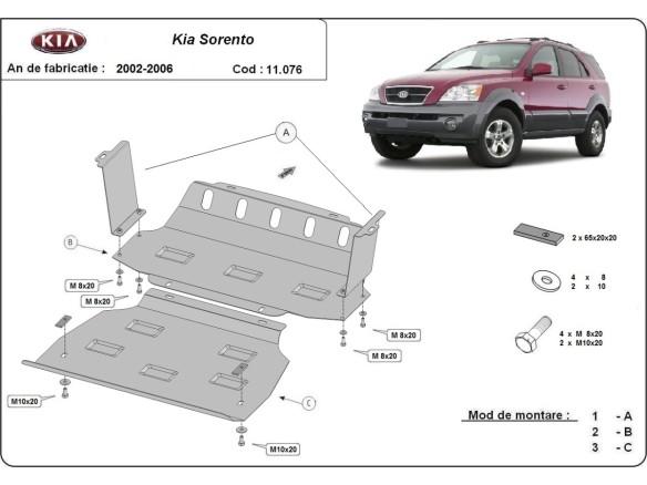Oceľový kryt motora Kia Sorento (2002-2006)Kia Sorento