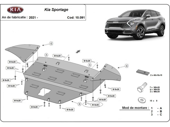 Oceľový kryt motora Kia Sportage (2021-2025)Kia Sportage