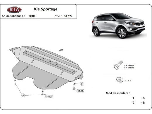 Oceľový kryt motora Kia Sportage (2010-2015)Kia Sportage