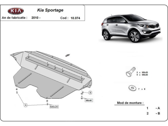Oceľový kryt motora Kia Sportage (2010-2015)Kia Sportage