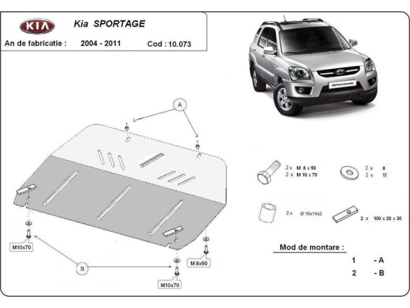 Oceľový kryt motora Kia Sportage (2004-2010)Kia Sportage