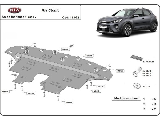 Oceľový kryt motora Kia Stonic (2017-2026)