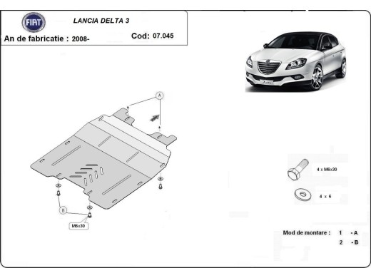 Oceľový kryt motora Lancia Delta 3 (2008-2014)Lancia Delta 3