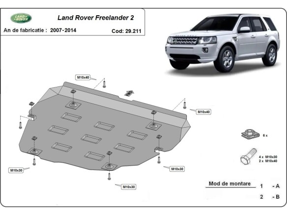 Oceľový kryt motora Land Rover Freelander 2 (2007-2014)Land Rover Freelander