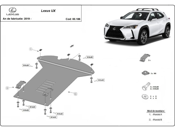 Oceľový kryt katalyzátora Lexus UX (2019-2025)Lexus UX
