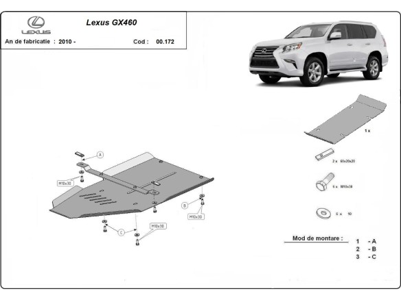 Oceľový kryt prevodovky Lexus GX460 (2010-2025)Lexus GX