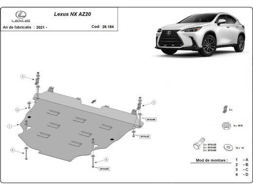 Oceľový kryt motora Lexus NX AZ20 (2021-2026)