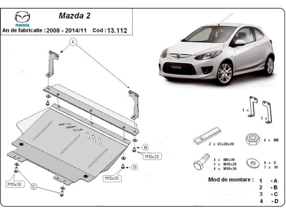 Oceľový kryt motora Mazda 2 (2008-2014)Mazda 2
