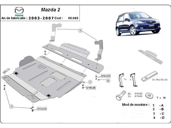 Oceľový kryt motora Mazda 2 (2003-2007)Mazda 2