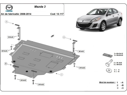 Oceľový kryt motora Mazda 3 (2008-2014)Mazda 3