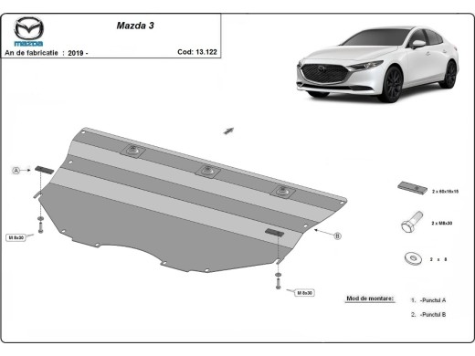 Oceľový kryt motora Mazda 3 (2019-2026)