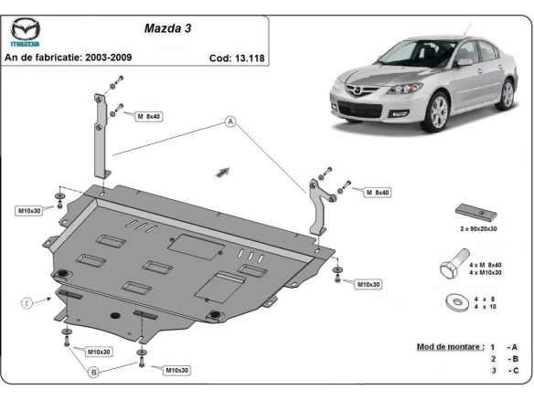 Oceľový kryt motora Mazda 3 (2003-2009)Mazda 3
