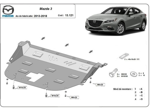 Oceľový kryt motora Mazda 3 (2013-2018)Mazda 3