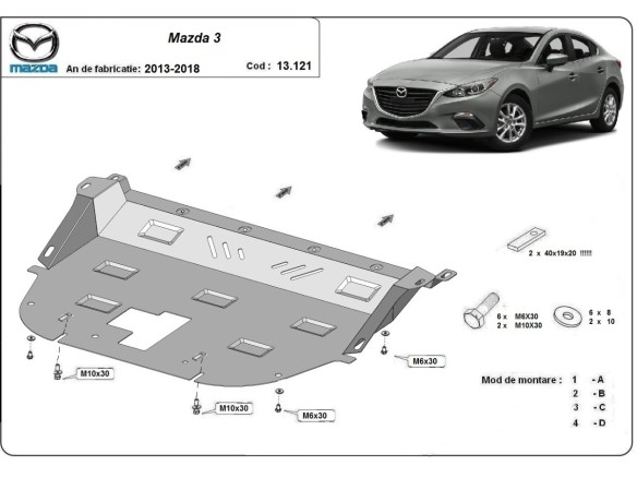 Oceľový kryt motora Mazda 3 (2013-2018)Mazda 3